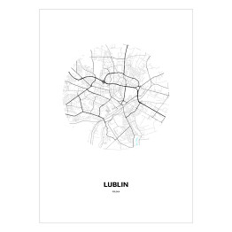 Plakat samoprzylepny Mapa Lublina w kole