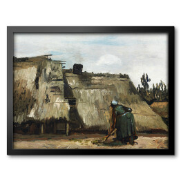 Obraz w ramie Vincent van Gogh A Peasant Woman Digging in Front of Her Cottage. Reprodukcja