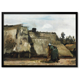 Plakat w ramie Vincent van Gogh A Peasant Woman Digging in Front of Her Cottage. Reprodukcja