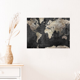 Plakat Mapa świata w stylu industrialnym