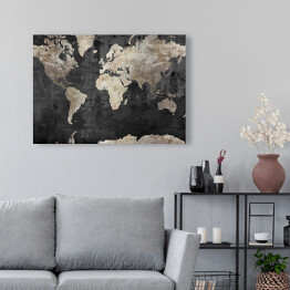 Obraz na płótnie Mapa świata w stylu industrialnym