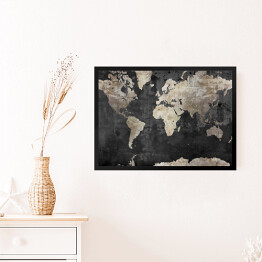 Obraz w ramie Mapa świata w stylu industrialnym