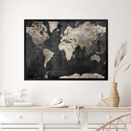 Obraz w ramie Mapa świata w stylu industrialnym