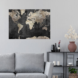 Plakat samoprzylepny Mapa świata w stylu industrialnym