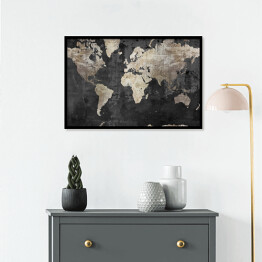 Plakat w ramie Mapa świata w stylu industrialnym