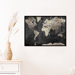 Plakat w ramie Mapa świata w stylu industrialnym