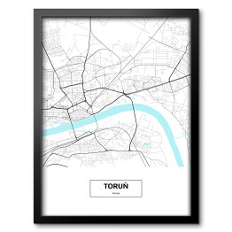 Obraz w ramie Mapa Torunia z napisem na białym tle