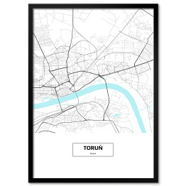 Plakat w ramie Mapa Torunia z napisem na białym tle