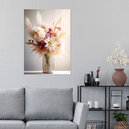 Plakat Bukiet pastelowych kwiatów w wazonie