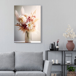 Obraz klasyczny Bukiet pastelowych kwiatów w wazonie