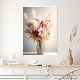 Plakat Bukiet pastelowych kwiatów w wazonie