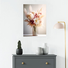 Plakat samoprzylepny Bukiet pastelowych kwiatów w wazonie