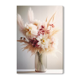 Obraz na płótnie Bukiet pastelowych kwiatów w wazonie