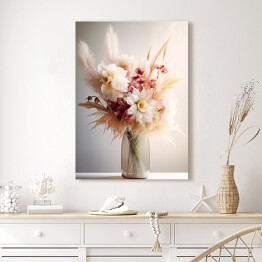 Obraz na płótnie Bukiet pastelowych kwiatów w wazonie