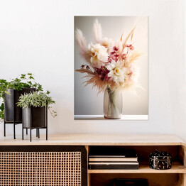 Plakat samoprzylepny Bukiet pastelowych kwiatów w wazonie