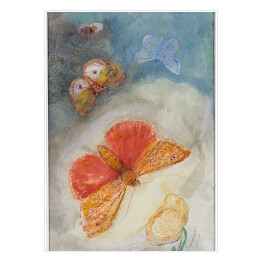 Plakat samoprzylepny Odilon Redon Motyle i kwiat. Reprodukcja