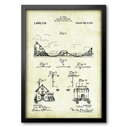 Obraz w ramie N. Tesla - patenty na rycinach vintage - 5
