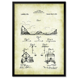 Plakat w ramie N. Tesla - patenty na rycinach vintage - 5