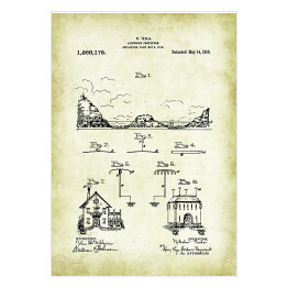 Plakat samoprzylepny N. Tesla - patenty na rycinach vintage - 5