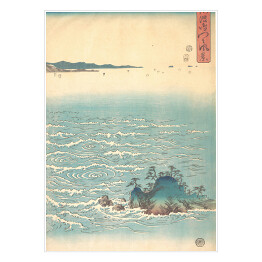 Plakat samoprzylepny Tryptyk III. Wodospady na Naruto. Utugawa Hiroshige Reprodukcja obrazu