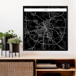 Obraz w ramie Mapy miast świata - Lwów - czarna