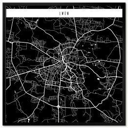Plakat w ramie Mapy miast świata - Lwów - czarna