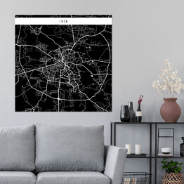 Plakat samoprzylepny Mapy miast świata - Lwów - czarna