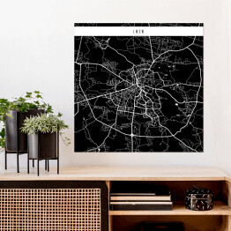 Plakat samoprzylepny Mapy miast świata - Lwów - czarna