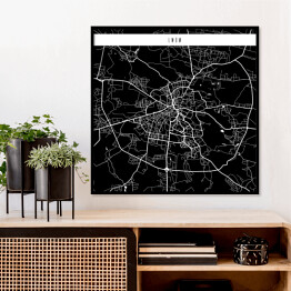Plakat w ramie Mapy miast świata - Lwów - czarna