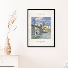 Plakat w ramie Alfred Sisle "Most w Villeneuve-la-Garenney" - reprodukcja z napisem. Plakat z passe partout