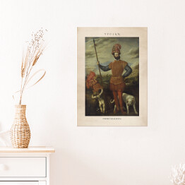 Plakat Tycjan "Portret szlachcica" - reprodukcja z napisem. Plakat z passe partout