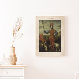 Obraz na płótnie Tycjan "Portret szlachcica" - reprodukcja z napisem. Plakat z passe partout
