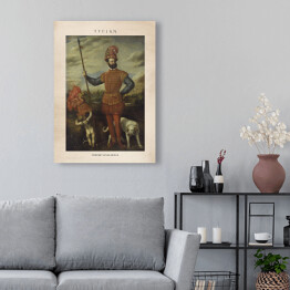 Obraz na płótnie Tycjan "Portret szlachcica" - reprodukcja z napisem. Plakat z passe partout