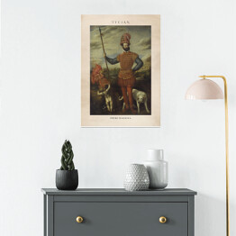 Plakat samoprzylepny Tycjan "Portret szlachcica" - reprodukcja z napisem. Plakat z passe partout