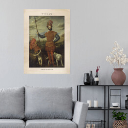 Plakat samoprzylepny Tycjan "Portret szlachcica" - reprodukcja z napisem. Plakat z passe partout