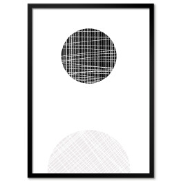 Plakat w ramie Ilustracja - czarne i jasne koła przecięte białymi liniami
