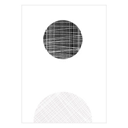Plakat Ilustracja - czarne i jasne koła przecięte białymi liniami