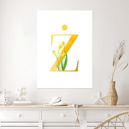 Plakat Roślinny alfabet - litera Ż jak żonkil