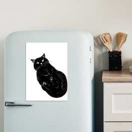 Magnes dekoracyjny Czarny kot z zawiniętymi łapkami