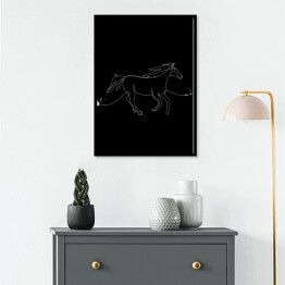 Plakat w ramie Galopujący koń - czarne konie