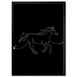 Plakat w ramie Galopujący koń - czarne konie