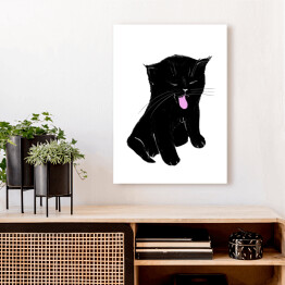 Obraz klasyczny Zabawny siedzący czarny kotek 