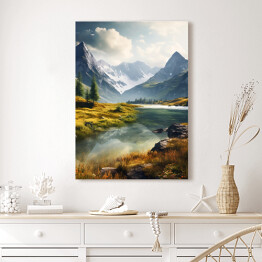 Obraz na płótnie Poranek w górach krajobraz z rzeką