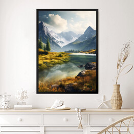 Obraz w ramie Poranek w górach krajobraz z rzeką