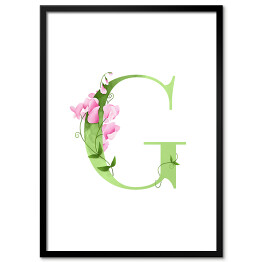 Plakat w ramie Roślinny alfabet - litera G jak groszek