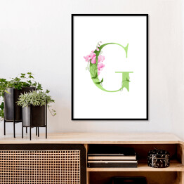 Plakat w ramie Roślinny alfabet - litera G jak groszek
