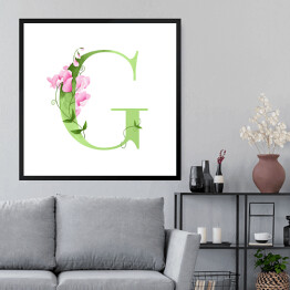 Obraz w ramie Roślinny alfabet - litera G jak groszek