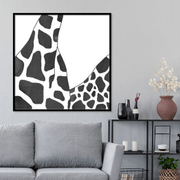 Plakat w ramie Czarno białe żyrafy - akwarela