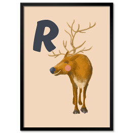 Plakat w ramie Alfabet - R jak renifer