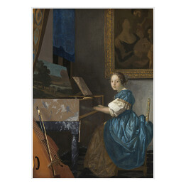 Plakat samoprzylepny Jan Vermeer Dziewczyna siedząca przy klawesynie Reprodukcja